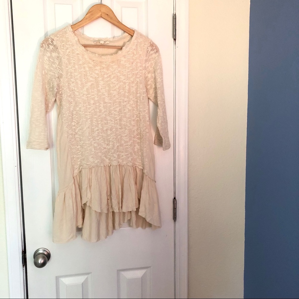 Soft ivory ruffled top